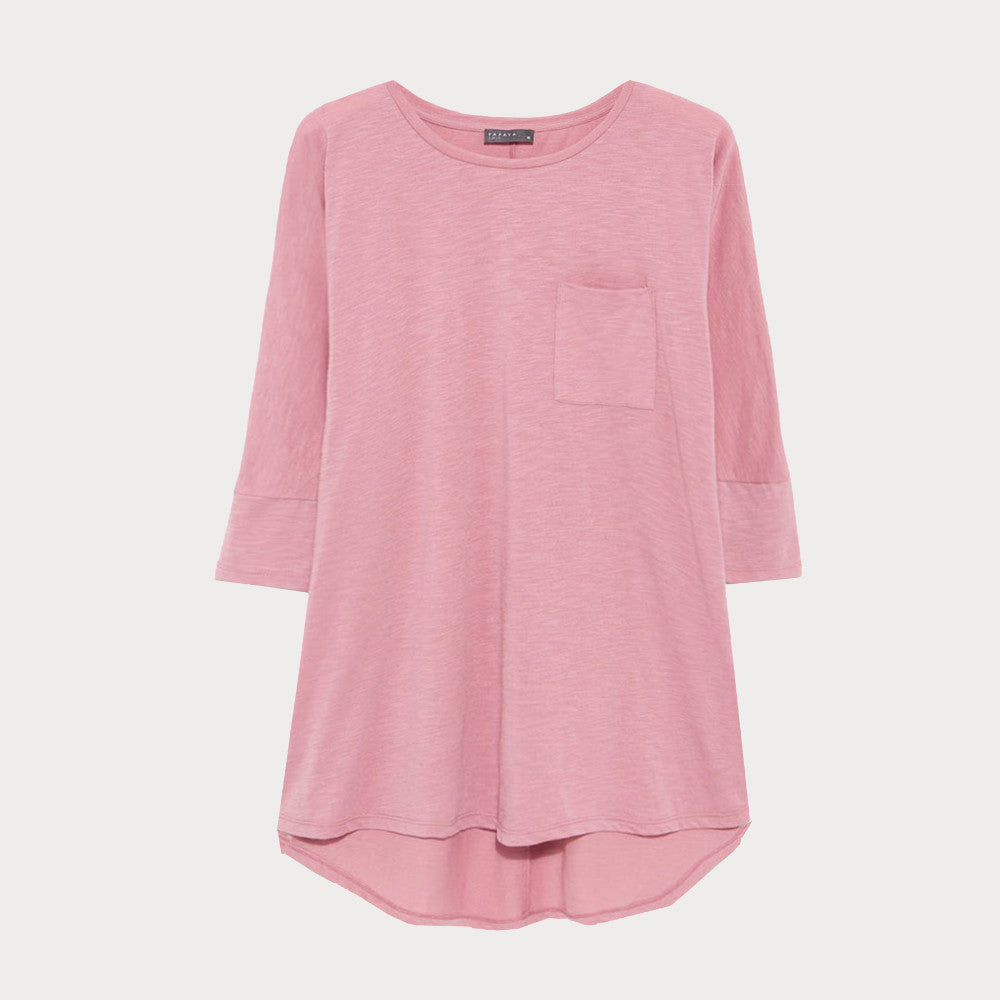 Pink Dipped Hem T-Shirt
