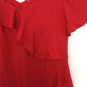 Red One Shoulder Midi Dress