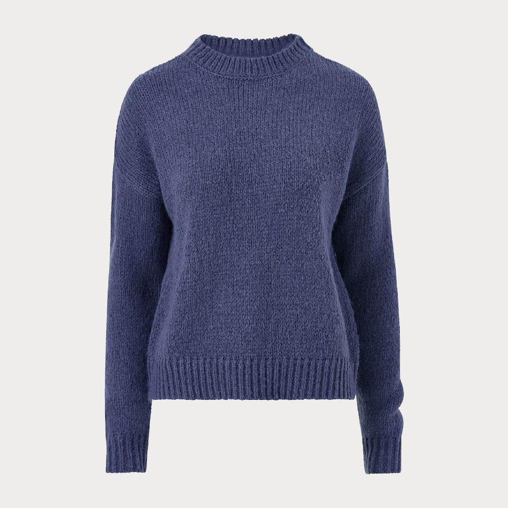 Blue Crew Neck Knitted Jumper