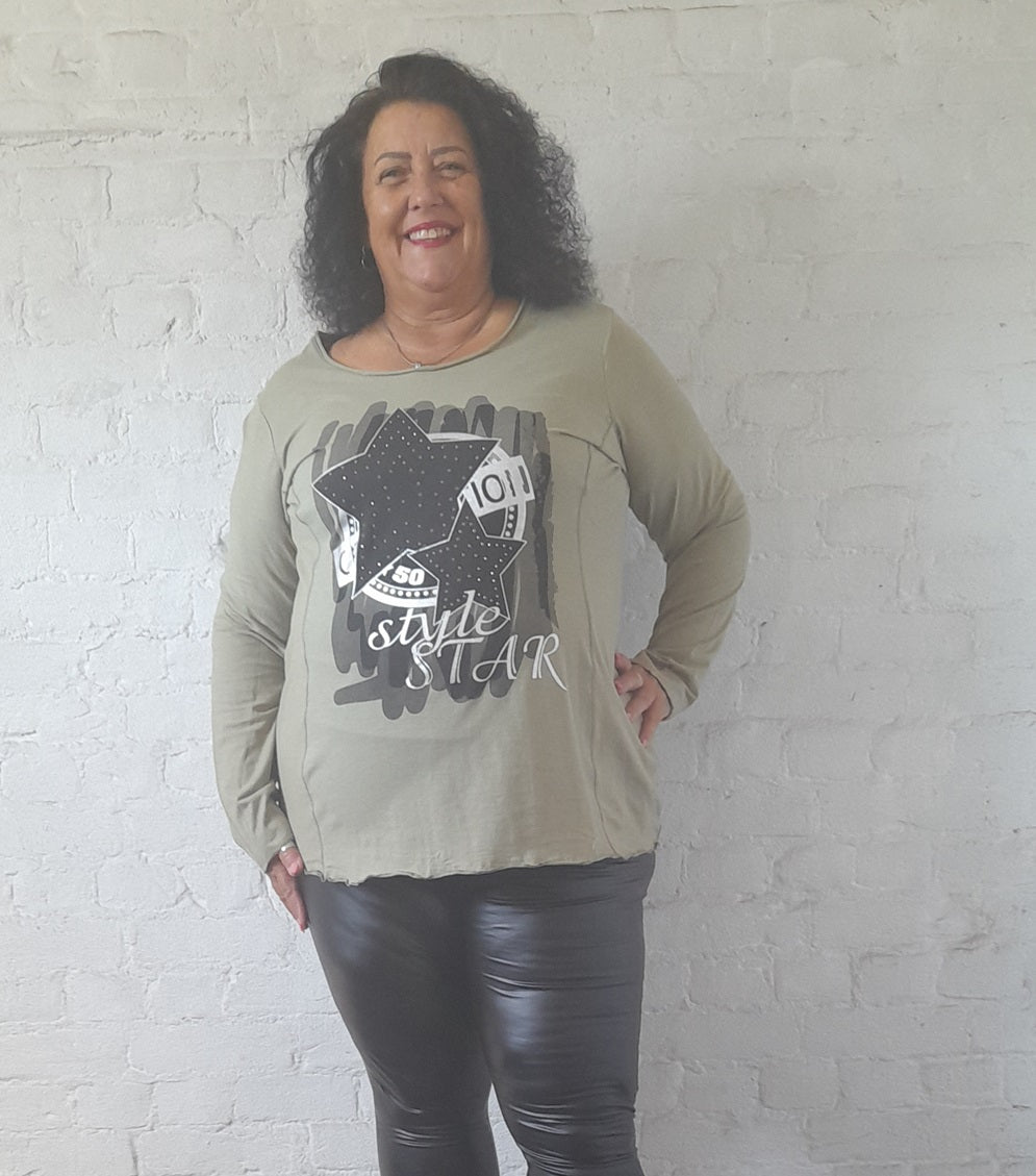 Khaki Long Sleeve Top
