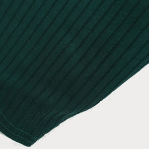 Green Ribbed Half Sleeve Top