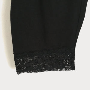 Black Lace Trim Cropped Leggings