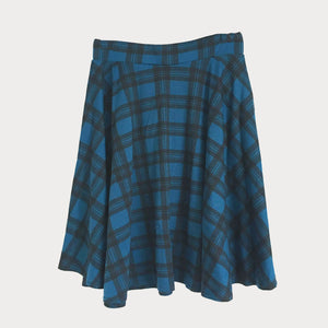 Teal Check Skater Skirt