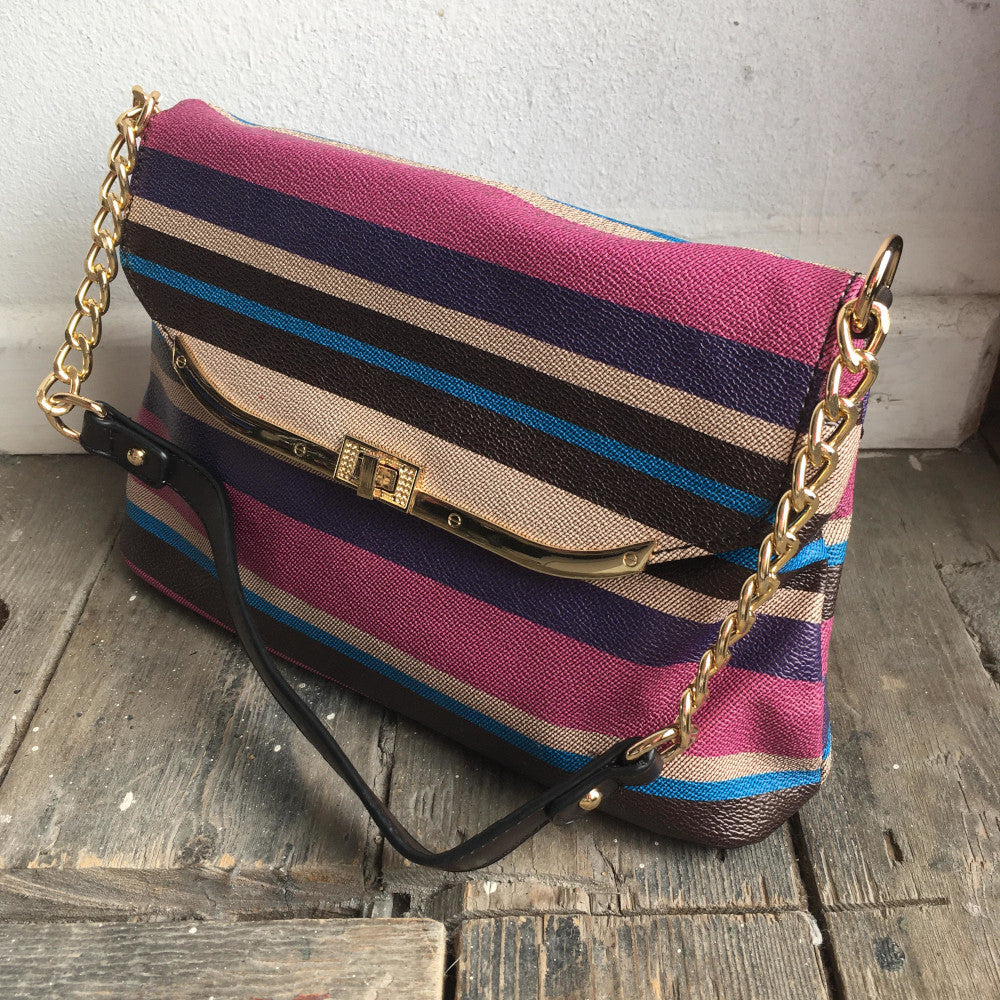 Striped cross body bag