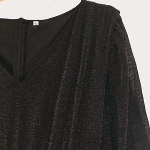 Black Sparkle A-Line Midi Dress
