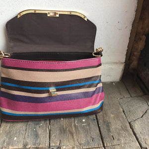 Striped cross body bag