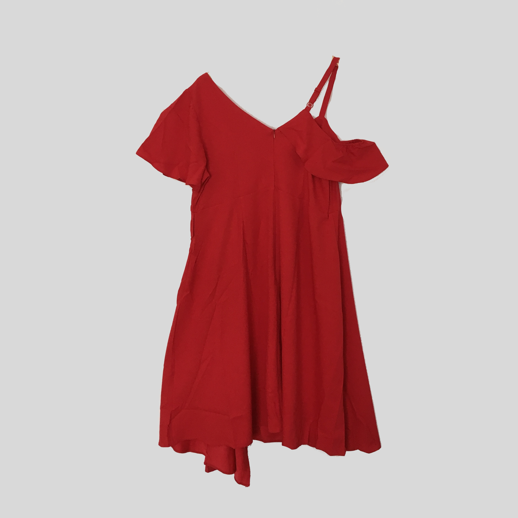 Red One Shoulder Midi Dress