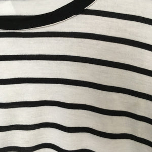 Black White Striped Long Sleeved Top