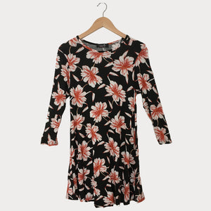 Black Floral Print Swing Tunic