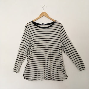 Black White Striped Long Sleeved Top