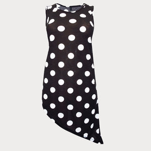 Black Polka Dot Asymmetrical Tunic