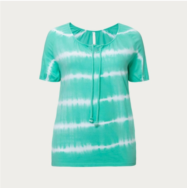 Green Striped Tie Dye Top