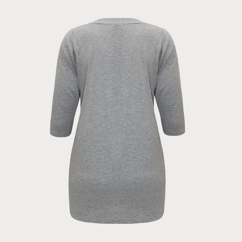 Grey Scoop Neck Top