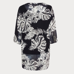 Black and White Leaf Print Top