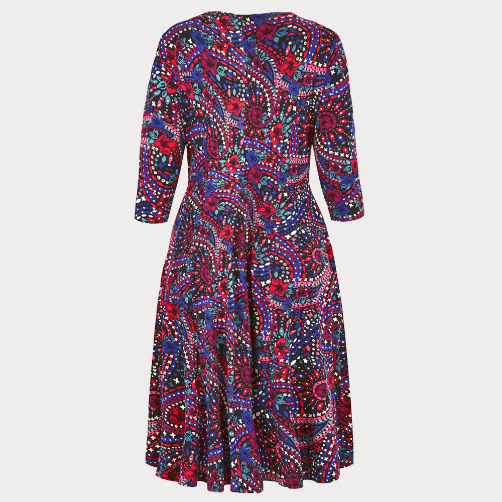 Paisley Print Jersey Knot Front Dress