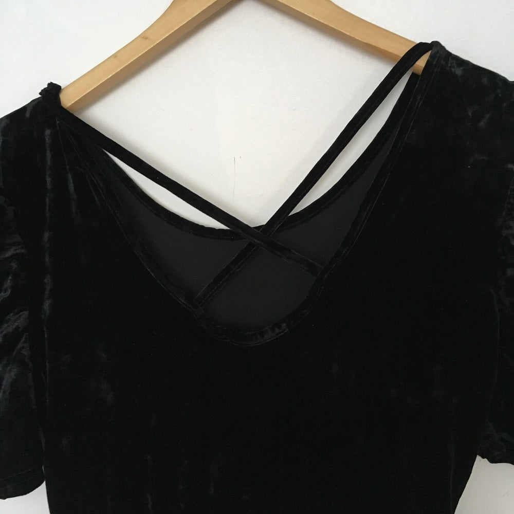 Black Velvet Skater Dress
