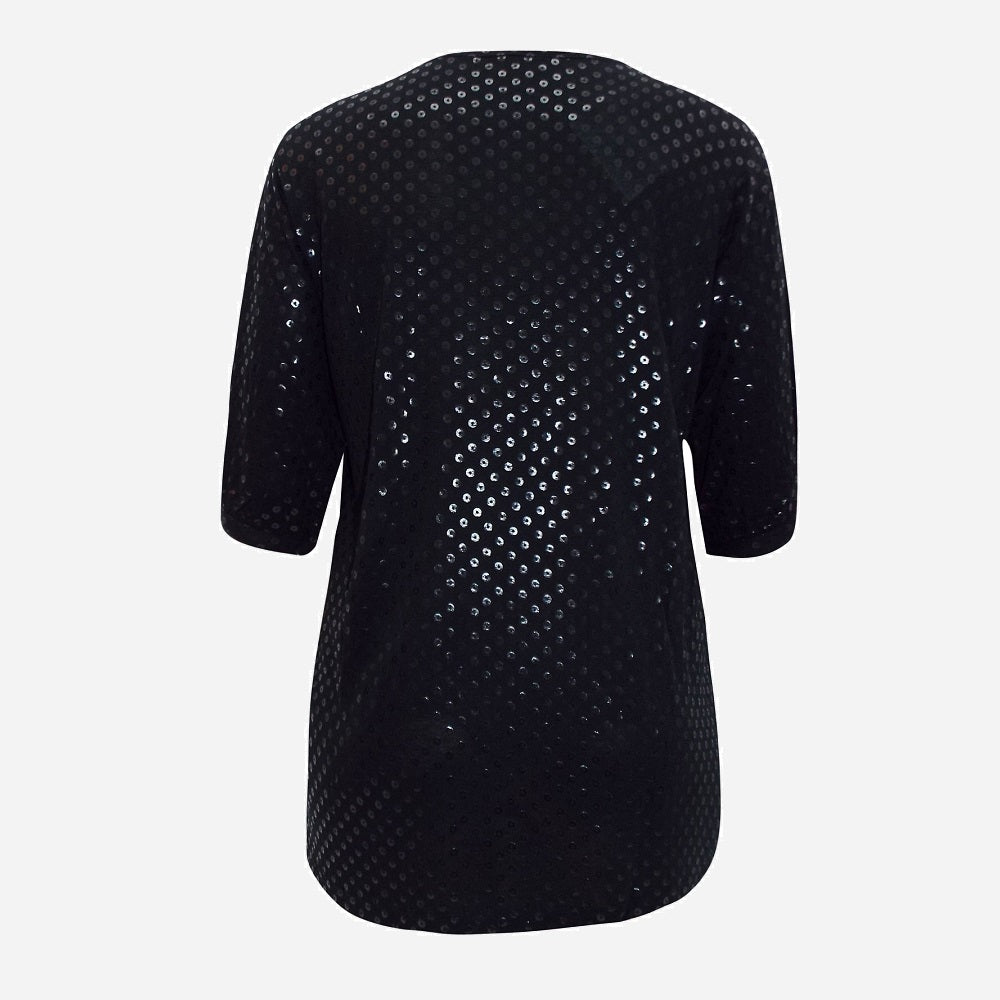 Black Sequin Print Top