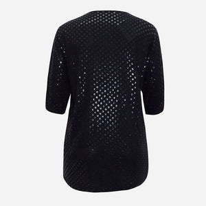 Black Sequin Print Top