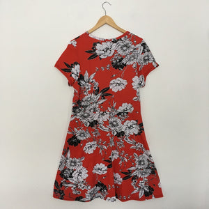 Red Floral Print Crossover Dress