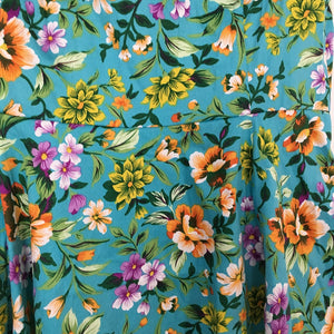 Turquoise Summer Flower Print Swing Dress