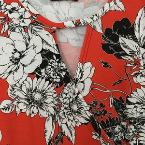 Red Floral Print Crossover Dress