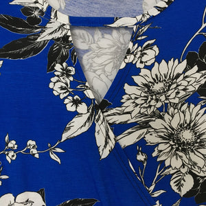 Blue Floral Print Crossover Dress