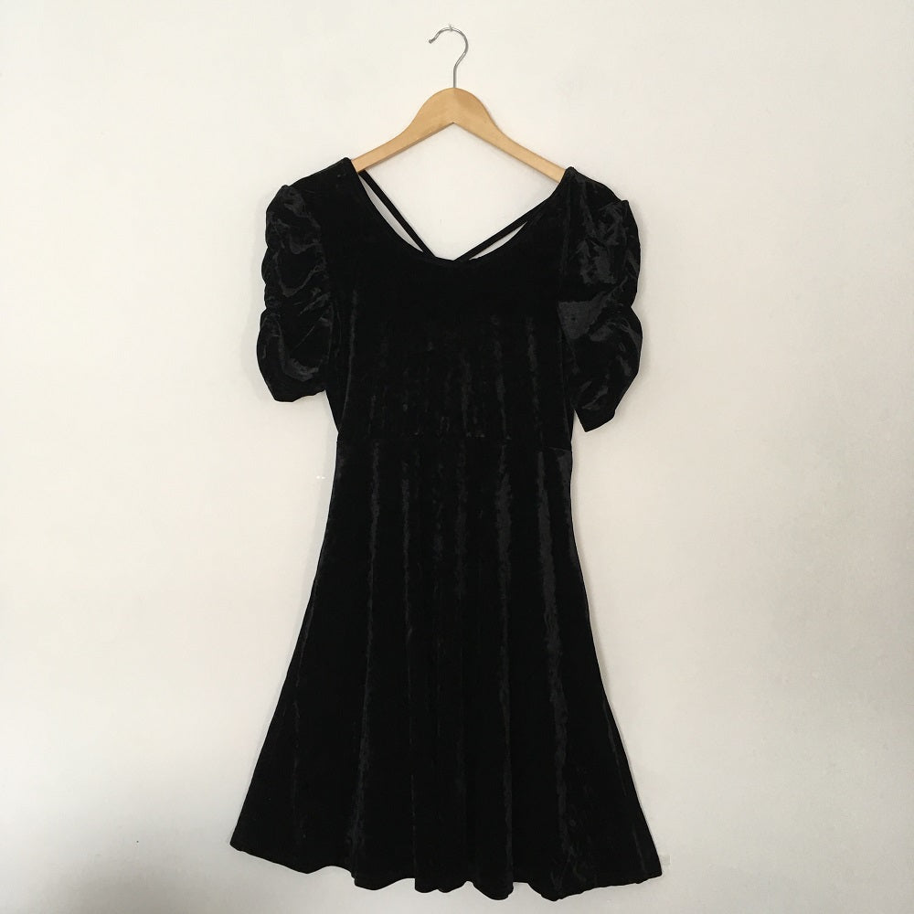 Black Velvet Skater Dress