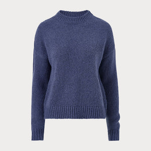 Blue Crew Neck Knitted Jumper