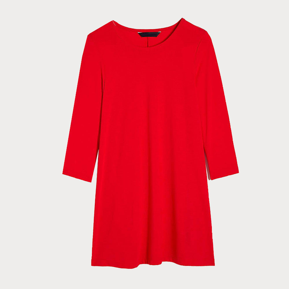 Red 3/4 Sleeve Swing Tunic