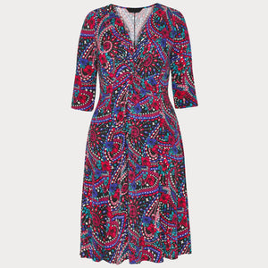 Paisley Print Jersey Knot Front Dress