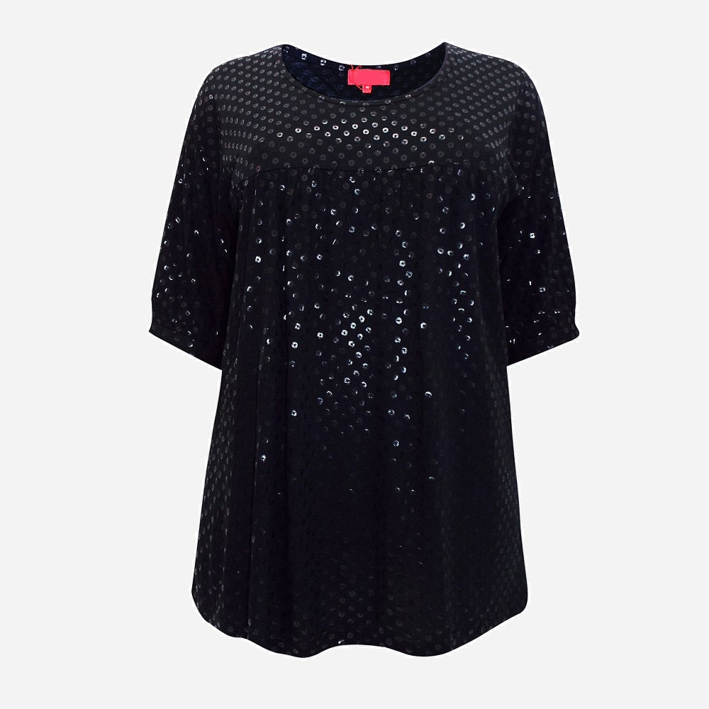 Black Sequin Print Top