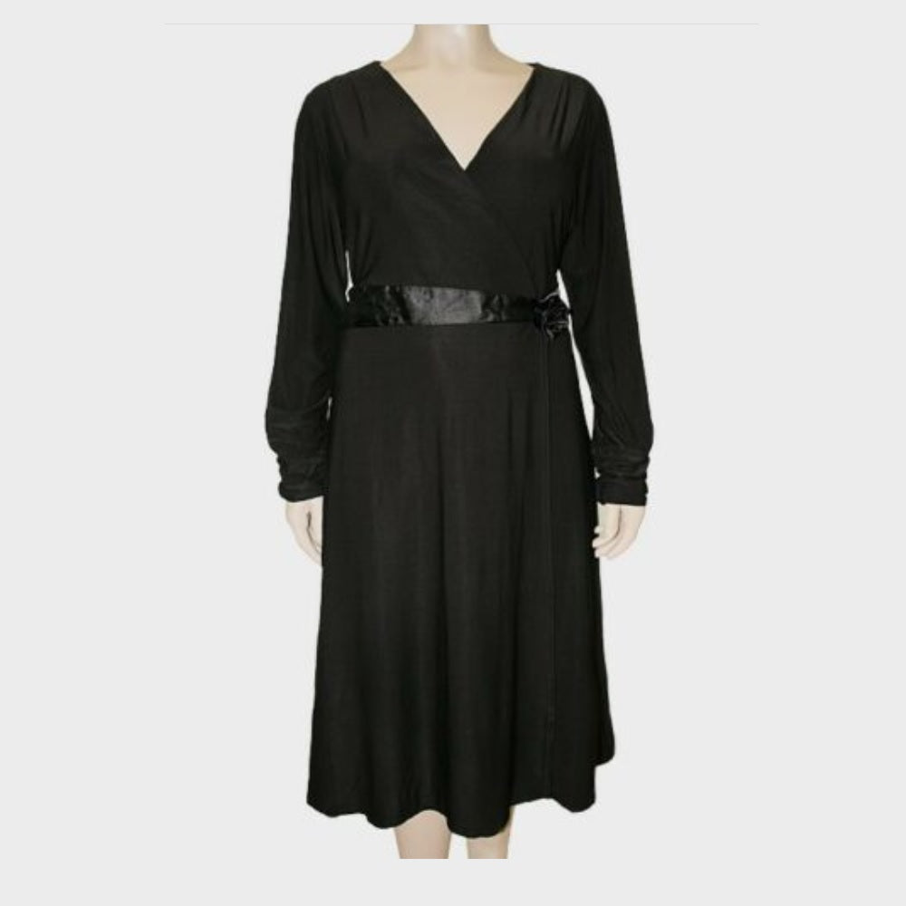 Black Mock Wrap Dress