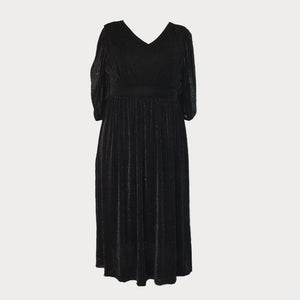 Black Sparkle A-Line Midi Dress