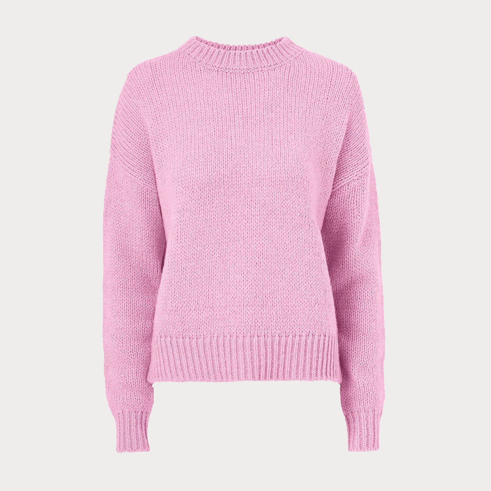 Pink Crew Neck Knitted Jumper