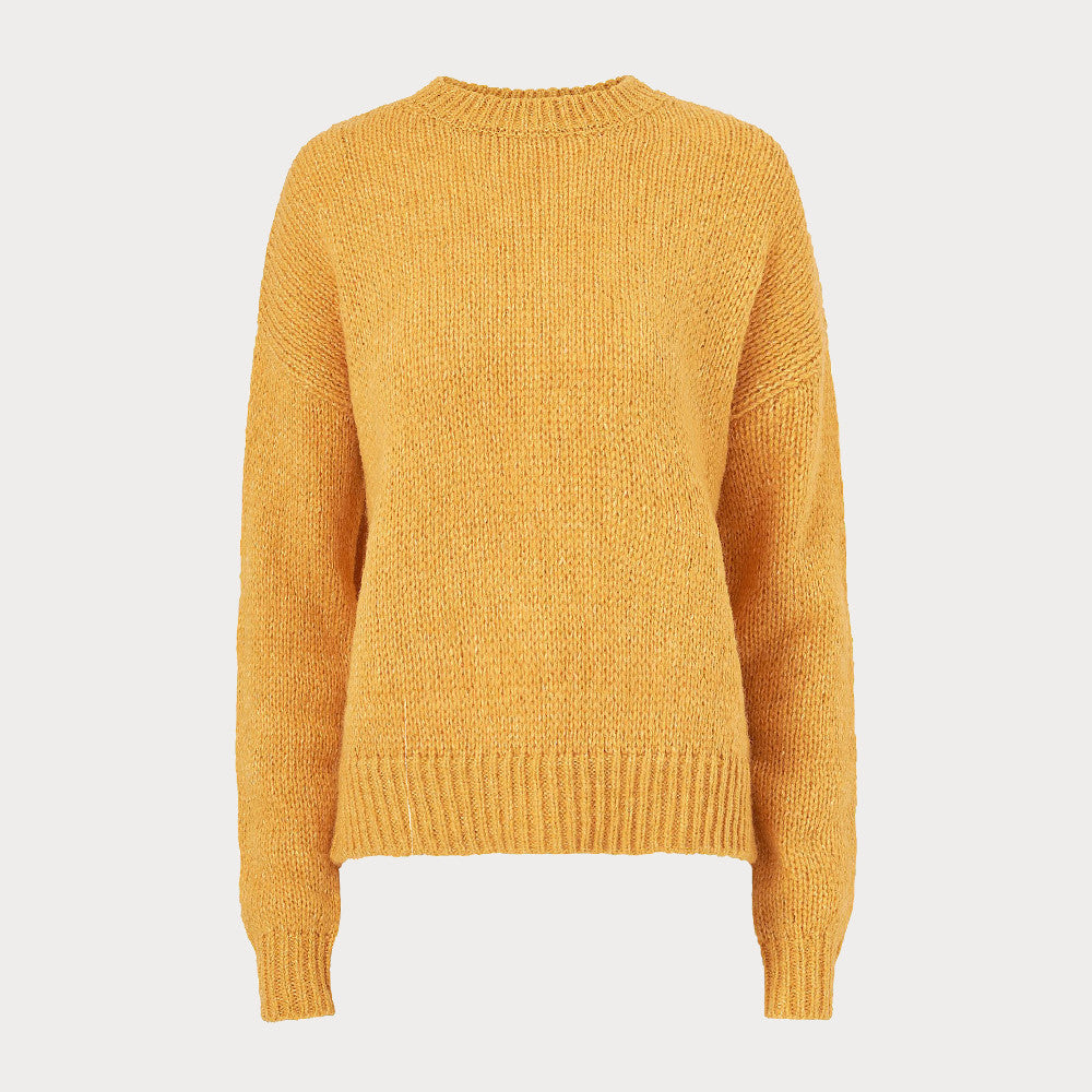 Yellow Crew Neck Knitted Jumper