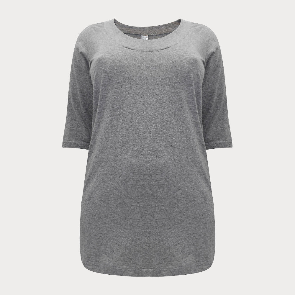 Grey Scoop Neck Top