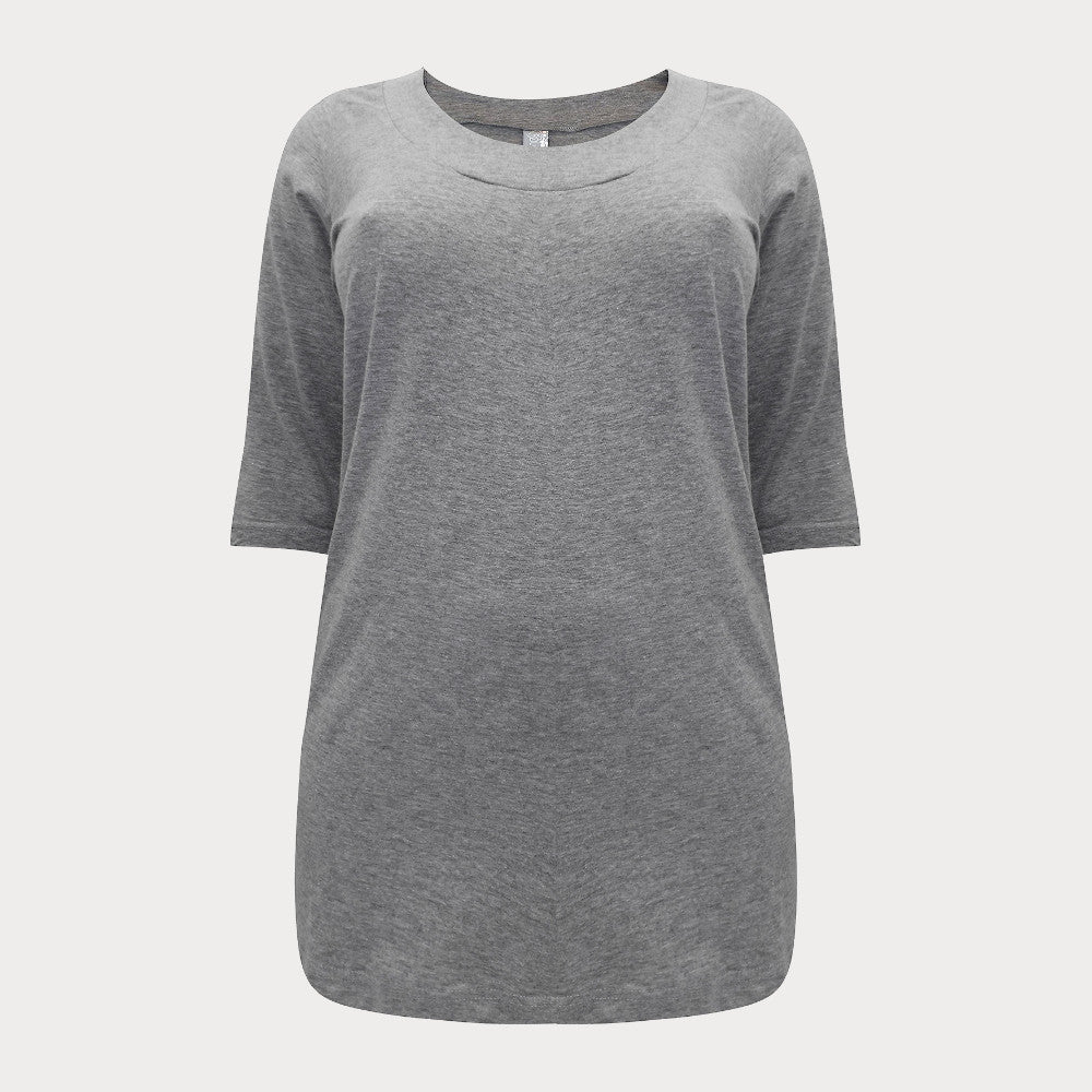 Grey Scoop Neck Top