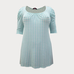 Light Blue Gingham Print Top