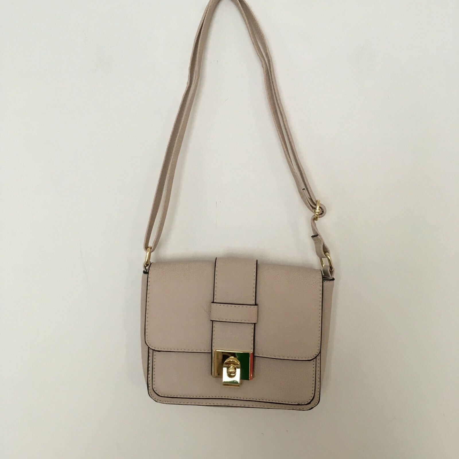 Beige Shoulder Bag with Clasp