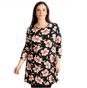 Black Floral Print Swing Tunic